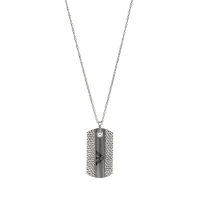 Immagine di Emporio Armani Collana da uomo in acciaio inossidabile con chiusura a moschettone, Argento freddo