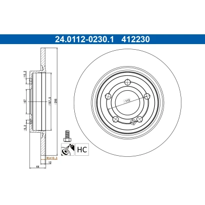 Immagine di ATE Disco freno MERCEDES BENZ: Classe A, CLA Coupe, B 295,0mm 12,0mm 5 112,0mm pieno rivestito ad alto tenore di carbonio 24.0112 0230.1