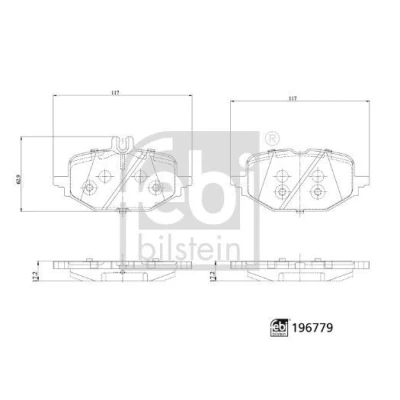 Immagine di FEBI BILSTEIN 196779 Kit pastiglie freno Assale posteriore predisposto per visualizzazione avviso usura