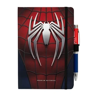 Immagine di Grupo Erik: quaderno e penna proiettore spiderman A5 con copertina rigida, chiusura elastica, puntinato 180 pagine, taccuino tascabile, gadget