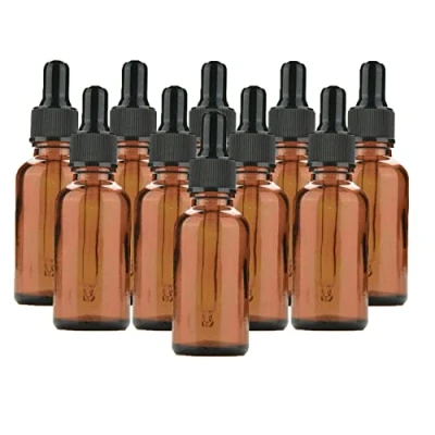 Immagine di Flaconi contagocce in vetro ambrato con tappo nero, flacone da 30 ml per pipetta di olio essenziale, ricaricabili