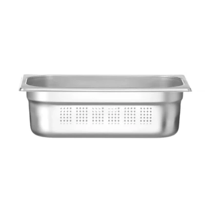 Immagine di HENDI contenitore Gastronorm, GN 1/3, con lati e fondo perforati, GN, impilabile, bordi arrotondati, resistente alla temperatura da 40 a 300C, 4L, altezza: 100mm, acciaio inox 18/10