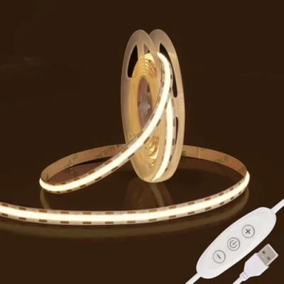 Immagine di Fosingut COB Striscia LED Camera,5v 2m USB Luci TV Retroilluminazione Intelligente Dimmerabile 960 LEDs CRI90+ 4000K Bianco Neutro Strisce Adesive per Cucina Sottopensile,Armadio,PC, Mirror