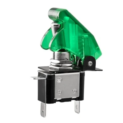 Immagine di Heschen Interruttore a levetta in metallo scatto, 12V 20A, SPST, ON/OFF 2 posizioni, 3 pin, con tappo impermeabile (verde chiaro)