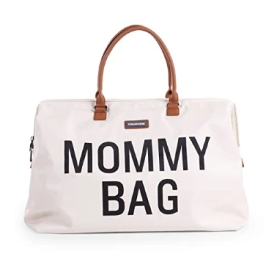 Immagine di CHILDHOME, Mommy Bag, Borsa per il cambio, Maternità, da viaggio, Grande capacità, Fasciatoio, Tracolla regolabile, Compartimenti, Tasca isolata, Passaggio valigia, greggio e nero
