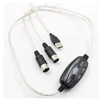 Immagine di VOANZO Convertitore da Cavo USB a MIDI 2 in 1 Interfaccia tastiera Spina filo Controller adattatore 16 canali Supporta computer portatile Windows e Mac