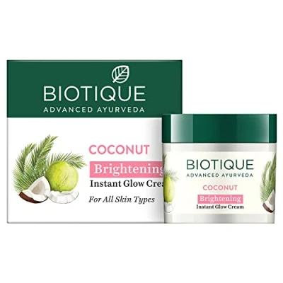 Immagine di Biotique Bio Coconut Crema sbiancante e schiarente per tutti I tipi di pelle, 50 gm Remove Dark Spots 100% Natural &amp; Organic Pure Virgin Cocco, Ddelion Manjishtha