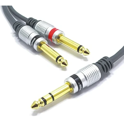 Immagine di VITALCO Cavo Jack 6.3 Stereo a 2x Mono 1.5m Audio Maschio 6.35mm TRS Doppio 6.35 TS Insert Y Splitter Connettore Adattatore