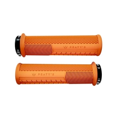 Immagine di Peaty&#039;s Monarch Grips Manopole arancione/zigrinate/spesse, controllo della corsa, durevoli, ergonomiche, comode imbottiture per il pollice, tutto giorno, tutte le stagioni e terreni, MTB,