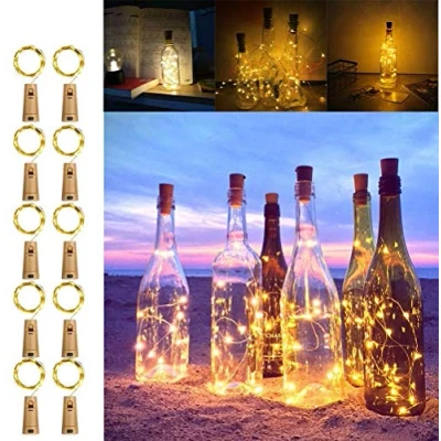 Immagine di Koopower 10 x 2 M 20 luci LED per bottiglia con sughero e batterie CR2032, confezione da 10, bianco caldo