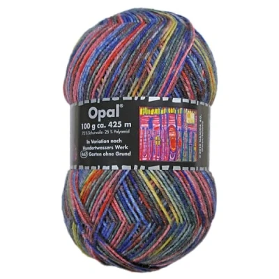 Immagine di Frida&#039;s Wollhaus Opal 100 g di lana per calze Hundertwasser 4 calzini lavorare a maglia, 24 colori (3205 giardino senza motivo)