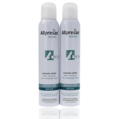 Immagine di Allpresan Diabetic MICROSILVER + REPAIR Crema in schiuma con microargento per pelli molto secche e squamose nel diabete mellito, 200 ml (confezione da 2)
