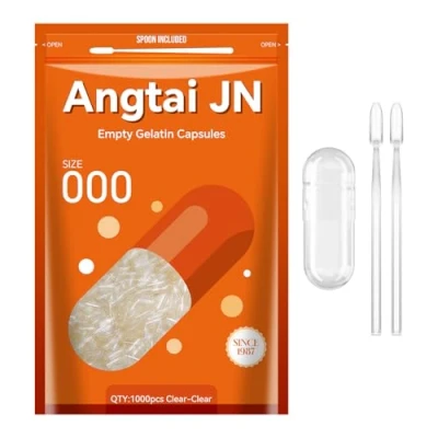 Immagine di AngtaiJN Capsule Gelatina Vuote 000 Trasparenti Da Riempire con 2 Microcucchiai, Capsula di Fai Te Compatibile il Riempitore Misura 000, 1000 pezzi