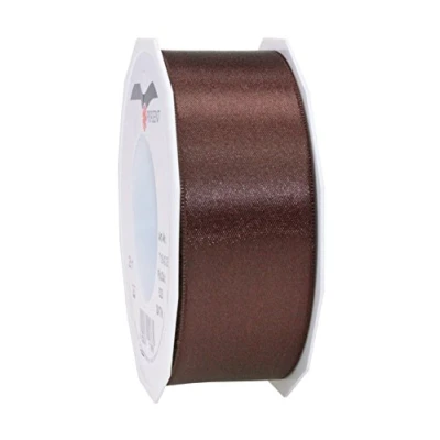 Immagine di PRÄSENT C.E. PATTBERG nastro raso colore caffè, di per impacchettare regali, lungh. 25 m, largh. 40 mm, pacchi regalo, decorare e bricolage, varie occasioni