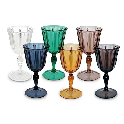 Immagine di Excelsa 49218 Country Chic Set 6 Calici, Plastica, Multicolore, 9.3 x H. 18.5 cm