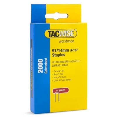 Immagine di TACWISE 1758 Punti a Corona Stretta Galvanizzati Tipo 91 da 14 mm, Compatibili con la Graffatrice Z4 140, Confezione 2000