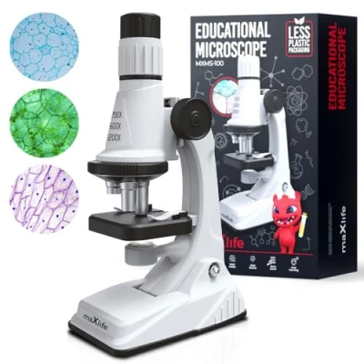 Immagine di Maxlife Microscopio per Bambini MXMS 100 Kit di Esperimenti Giocattolo a Luce Trasmissiva dai 8 Anni Set Accessori
