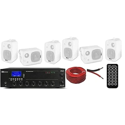 Immagine di IMPIANTO AUDIO FILODIFFUSIONE LOCALI 100Watt+6 Altoparlanti+Bluetooth+100Mt Cavo