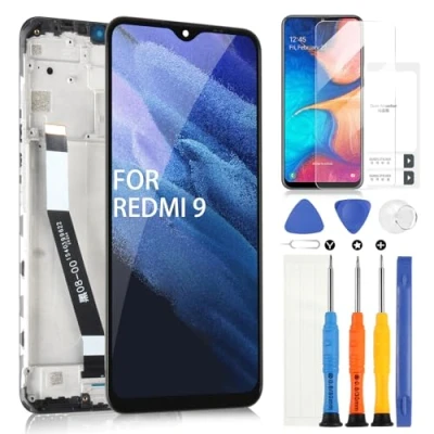 Immagine di ARSSLY LCD Display per Xiaomi Redmi 9 M2004J19G M2004J19C Schermo Touch Screen Digitizer Assembly Vetro di Ricambio con Strumenti(Nero Cornice)