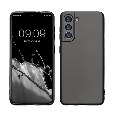 Immagine di kwmobile Custodia Compatibile con Samsung Galaxy S21 Cover Back Case Morbida Protezione in Silicone TPU Effetto metallizzato grigio