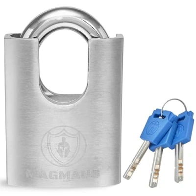 Immagine di Magmaus® SDL/50 [Anti ruggine] Lucchetto blindato esterni impermeabile [grillo antitaglio alta sicurezza] ideale per serratura cancello, capanno o container