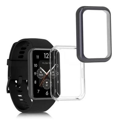 Immagine di kwmobile Set 2x Custodia Smartwatch Compatibile con Huawei Watch Fit 2 Cover Case Silicone Protezione Orologio Fitness trasparente/antracite