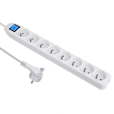 Immagine di Electraline Ciabatta multipresa a 8 prese con interruttore, cavo 1,5 m (ref. 32045), bianco, 32045