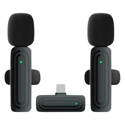 Immagine di Microfono lavalier wireless per iPhone mini con cancellazione intelligente del rumore, 2 microfoni e ricevitore, ideale registrazione video, live streaming TikTok