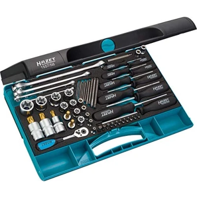 Immagine di Hazet Kit di chiavi a bussola metrico 1/4 (6.3 mm), 3/8 (10 1/2 (12.5 mm) 58 parti 1557/58