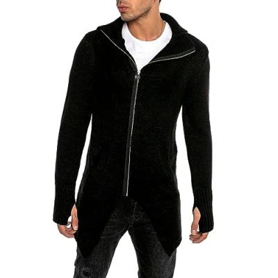 Immagine di RED BRIDGE Cardigan da Uomo Giacca Lunga con Cappuccio Cappotto in Cotone Nero S