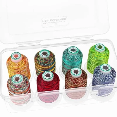 Immagine di New brothread 15 Opzioni 8 Bobine a scatto da 1000m ogni Poliestere Filo di Ricamo Macchina con scatola plastica stoccaggio per e Quilting Variegated Colour2