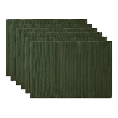 Immagine di DII Basic Everyday Set di tovagliette, 13 x 19, 100% cotone, a costine, 6 pezzi, colore: Verde scuro