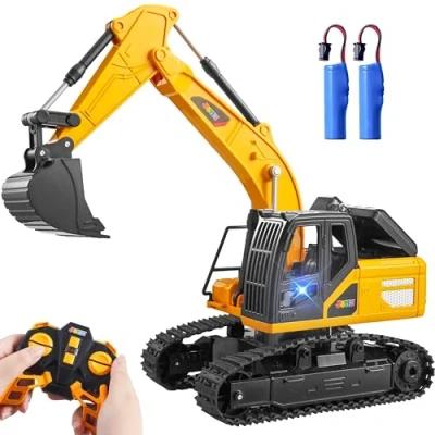 Immagine di JOYIN Escavatore Telecomandato per Ragazzi e Ragazze di età Superiore a 3 anni, Camion Trattore, Macchinine RC da 2,4 GHz con Luce Suono, Regalo Compleanno Giocattolo Costruzione