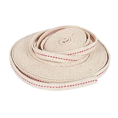 Immagine di 10 metri di cotone piatto stoppini nucleo per bruciatore a cherosene, lampada olio, stoppino fare accessori fai da te (larghezza 1,5 cm)