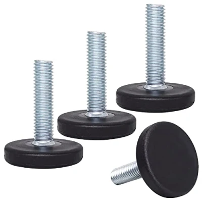 Immagine di SKIR&#039;CO 4 piedini di livellamento per mobili, M8 x 30 mm, gambe rotonde regolabili in metallo, stelo filettato M8, piedino livellatore scorrevole