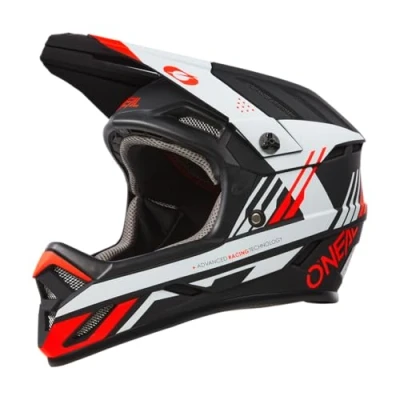 Immagine di O&#039;NEAL Casco da mountain bike MTB MX Standard di sicurezza EN1078, aperture ventilazione per flusso d&#039;aria e raffreddamento Backflip STRIKE V.23 Adulto Nero Rosso Bianco XS