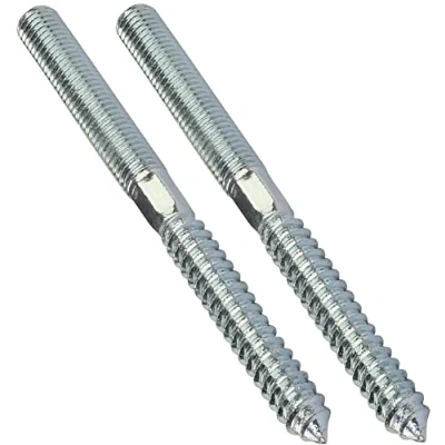 Immagine di AERZETIX C44770 Set di 2 vite a doppio filetto prigioniero punto metallo/legno con o senza tasselli Ø10x120mm acciaio zincato colore argento