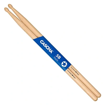 Immagine di CASCHA Maple HH 2360 bacchette per batteria 5B, ideali Gentle Rock, utenti avanzati, 1 paio di in legno acero, accessori d&#039;acero, forma ovale, colore