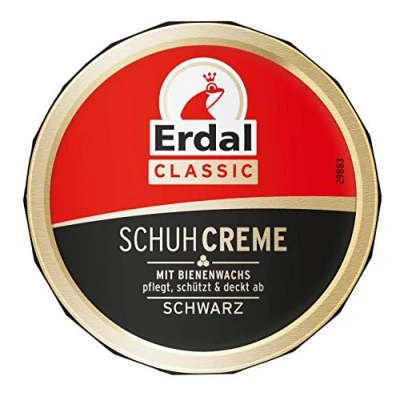 Immagine di Erdal Erdal, crema per scarpe Classic con cera d&#039;api nera oli nutrienti, nutre, protegge e rinfresca il colore, 1 confezione da 75 ml, nero