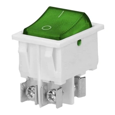 Immagine di Miratic Interruttore a Bilanciere Retroilluminato On Off 230V 16A 50Hz (pulsante verde/alloggiamento bianco)