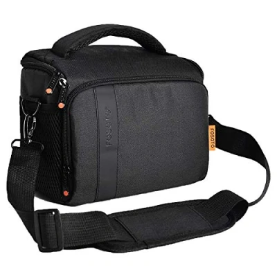 Immagine di FOSOTO Borsa a tracolla impermeabile e antiurto per fotocamera con custodia antipioggia (nero), compatibile Canon EOS 4000D 2000D 77D 60D 80D 6D MarkII M50 M6