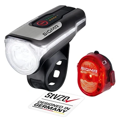 Immagine di Sigma Kit illuminazione bicicletta AURA 80 / Nugget Set LED (monocolore) a batteria ricaricabile Nero