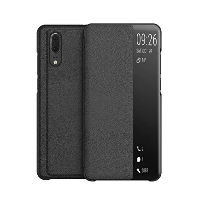 Immagine di KANSI Cover compatibile con Huawei P20, Flip Pelle Smart View Custodia + Vetro Temperato Nero