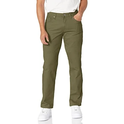 Immagine di Amazon Essentials Pantaloni in Twill Elasticizzati con 5 Tasche Taglio Dritto Uomo, Verde Oliva, 31W / 29L
