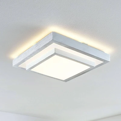Immagine di plafoniera LED &#039;Mirco&#039; (Moderno) colore Grigio, in Metallo ad es. Soggiorno &amp; Sala da pranzo (1 luce, lampadina inclusa) di Lindby lampada LED,