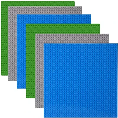 Immagine di Base Piattaforma per Lego Classic,Set di 6 Classic Costruzioni 25,5 x cm Basi Impilabili Compatibili con Tutte le Principali Marche, Verdi, Blu, Grigi
