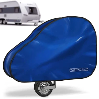 Immagine di Tarpofix® Copritimone caravan in materiale telato per camion (PVC) con doppia chiusura a scatto Copri gancio roulotte di ottima fattura e rimorchi timone