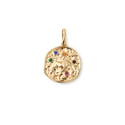Immagine di SINGULARU Charm Colori organici Zodiaco Toro Ciondolo in argento 925 con finitura placcata oro 18Kt abbinabile alla collana Gioielli da donna
