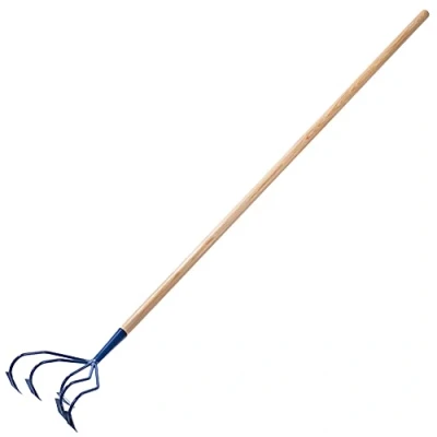 Immagine di Kadax Cultivatore a mano in metallo, coltivatore con un lungo gambo legno, robusto coltivatore, artiglio da giardino, zappa giardino per allentarsi il pavimento (con 5 scale)