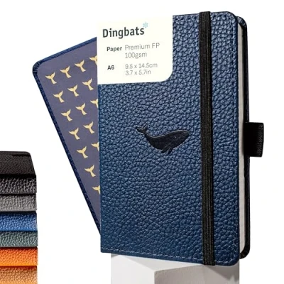 Immagine di Dingbats Taccuino Tascabile A Tinta Unita Wildlife, Blue Whale, A6 Copertina Rigida Carta Prova Di Inchiostro Color Crema Da 100 G/mq